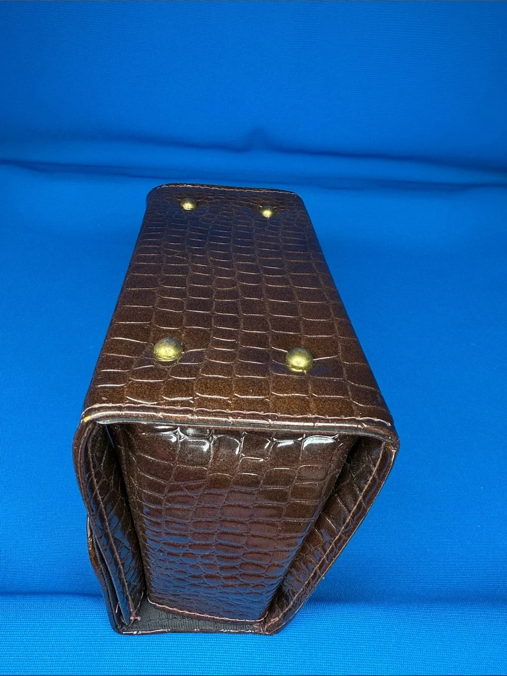 VINTAGE JACLYN USA CROCODILE ALLIGATOR TYPE TOP HANDLE BOX HANDBAG 1960'S 1970'S